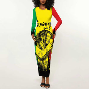 Reggae Soul B.Marley Personalized Long Sleeve Bodycon Dress Tropical Grunge