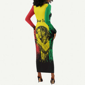 Reggae Soul B.Marley Personalized Long Sleeve Bodycon Dress Tropical Grunge