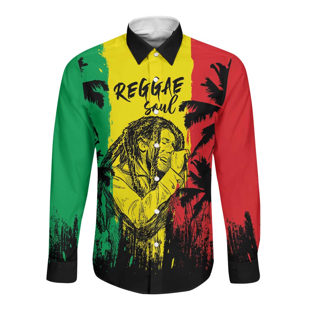 Reggae Soul B.Marley Personalized Long Sleeve Button Shirt Tropical Grunge