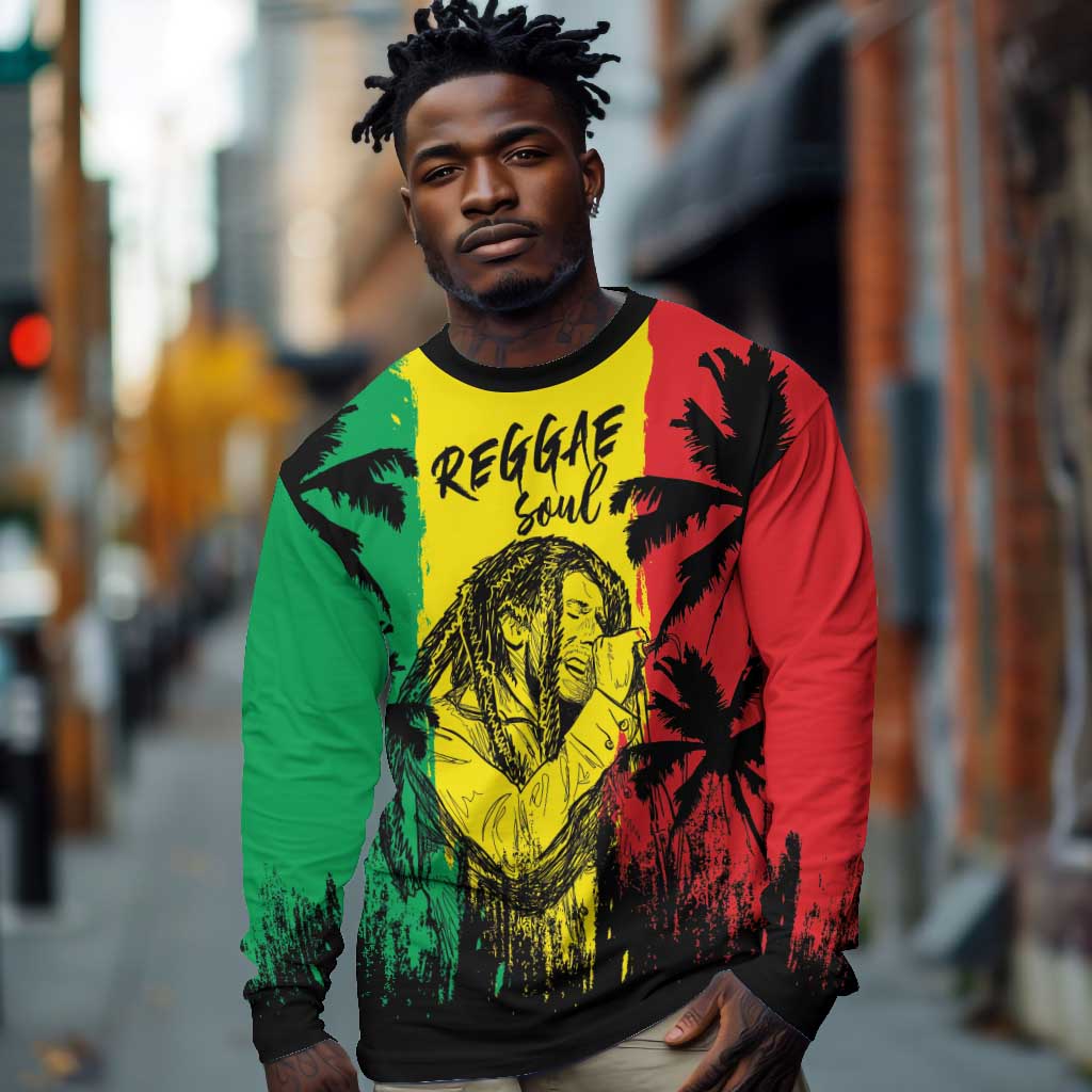 Reggae Soul B.Marley Personalized Long Sleeve Shirt Tropical Grunge