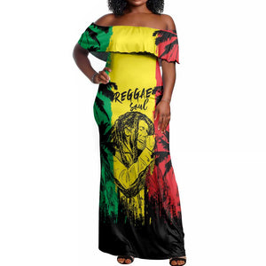 Reggae Soul B.Marley Personalized Off Shoulder Maxi Dress Tropical Grunge