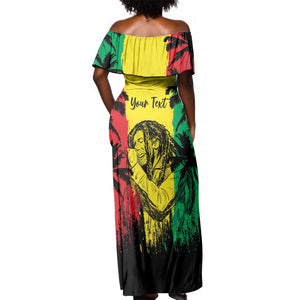 Reggae Soul B.Marley Personalized Off Shoulder Maxi Dress Tropical Grunge