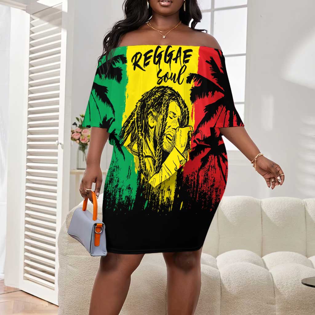 Reggae Soul B.Marley Personalized Off Shoulder Short Dress Tropical Grunge