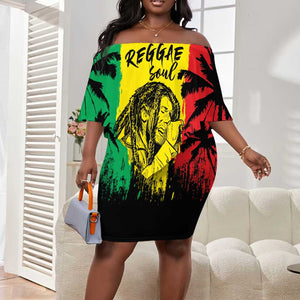 Reggae Soul B.Marley Personalized Off Shoulder Short Dress Tropical Grunge