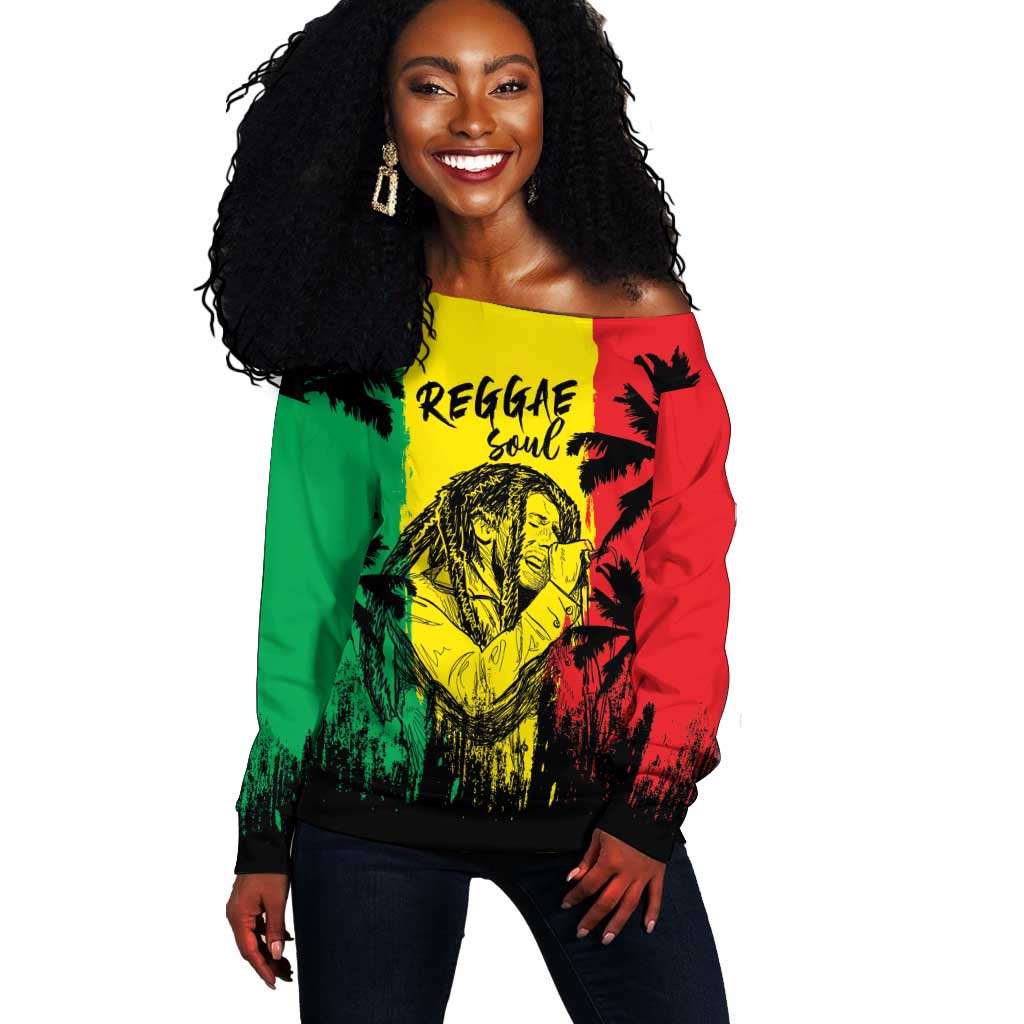 Reggae Soul B.Marley Personalized Off Shoulder Sweater Tropical Grunge