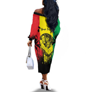 Reggae Soul B.Marley Personalized Off The Shoulder Long Sleeve Dress Tropical Grunge