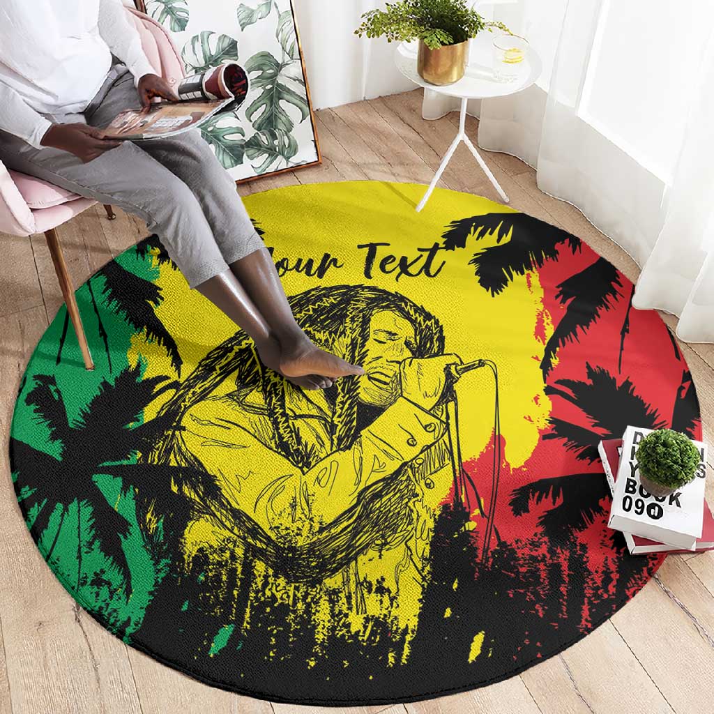 Reggae Soul B.Marley Personalized Round Carpet Tropical Grunge