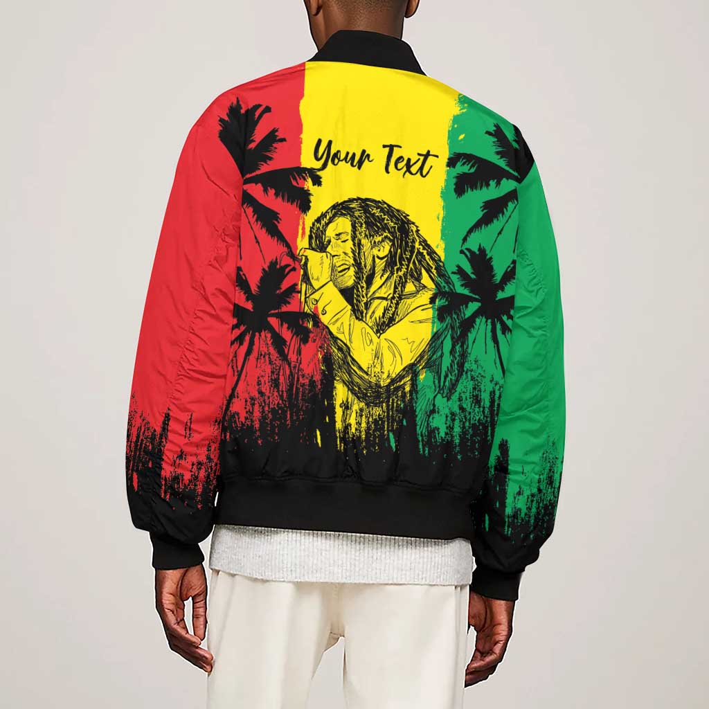 Reggae Soul B.Marley Personalized Sleeve Zip Bomber Jacket Tropical Grunge