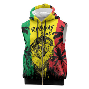 Reggae Soul B.Marley Personalized Sleeveless Zip Hoodie Tropical Grunge - African Pride