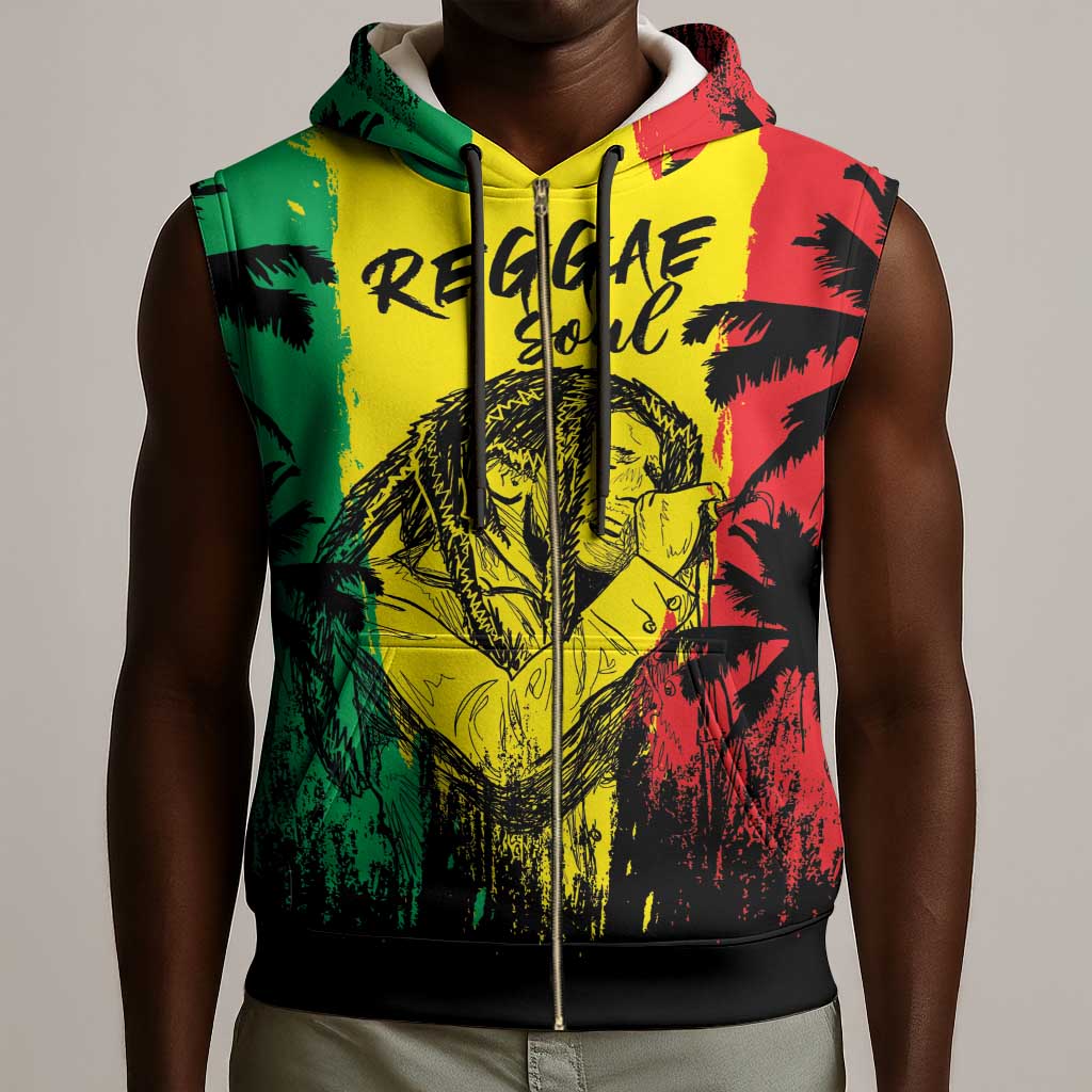 Reggae Soul B.Marley Personalized Sleeveless Zip Hoodie Tropical Grunge - African Pride