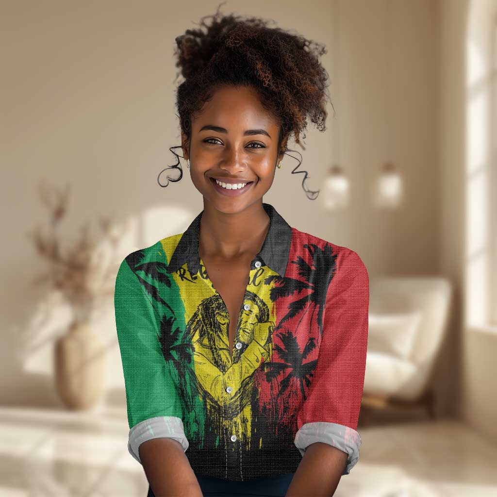 Reggae Soul B.Marley Personalized Women Casual Shirt Tropical Grunge