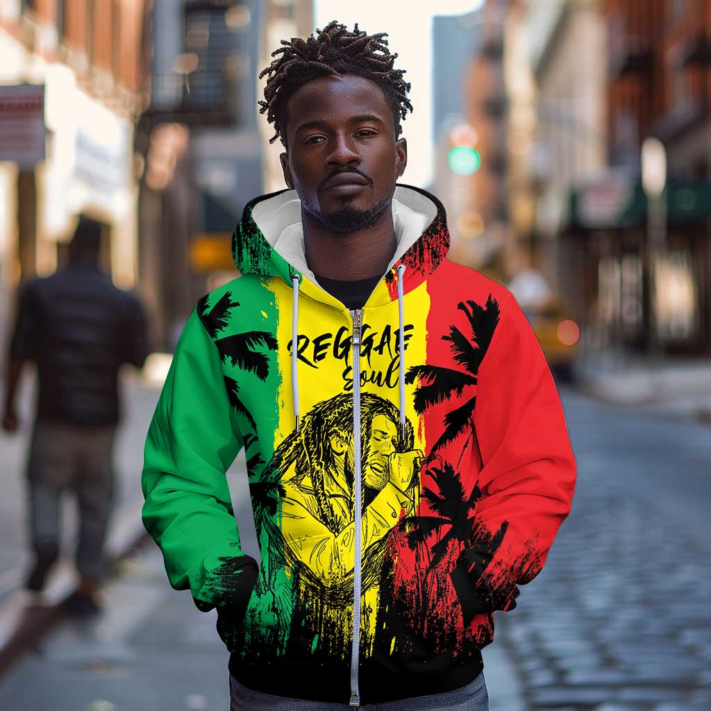Reggae Soul B.Marley Personalized Zip Hoodie Tropical Grunge