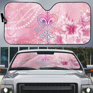 Afro Vodou Erzulie Freda Auto Sun Shade Hibiscus & Pearls