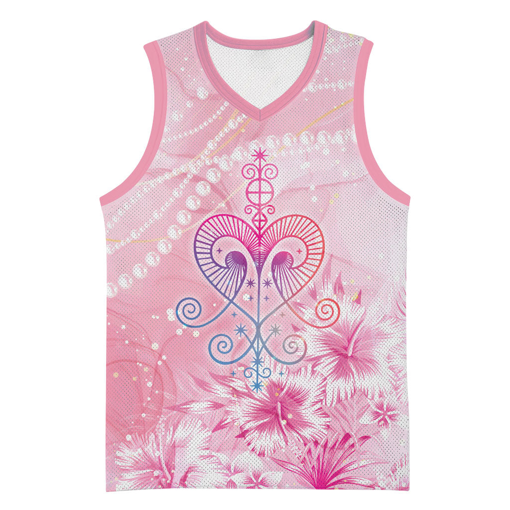 Afro Vodou Erzulie Freda Basketball Jersey Hibiscus & Pearls