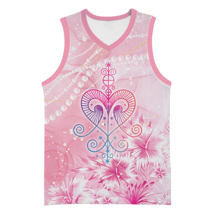Afro Vodou Erzulie Freda Basketball Jersey Hibiscus & Pearls