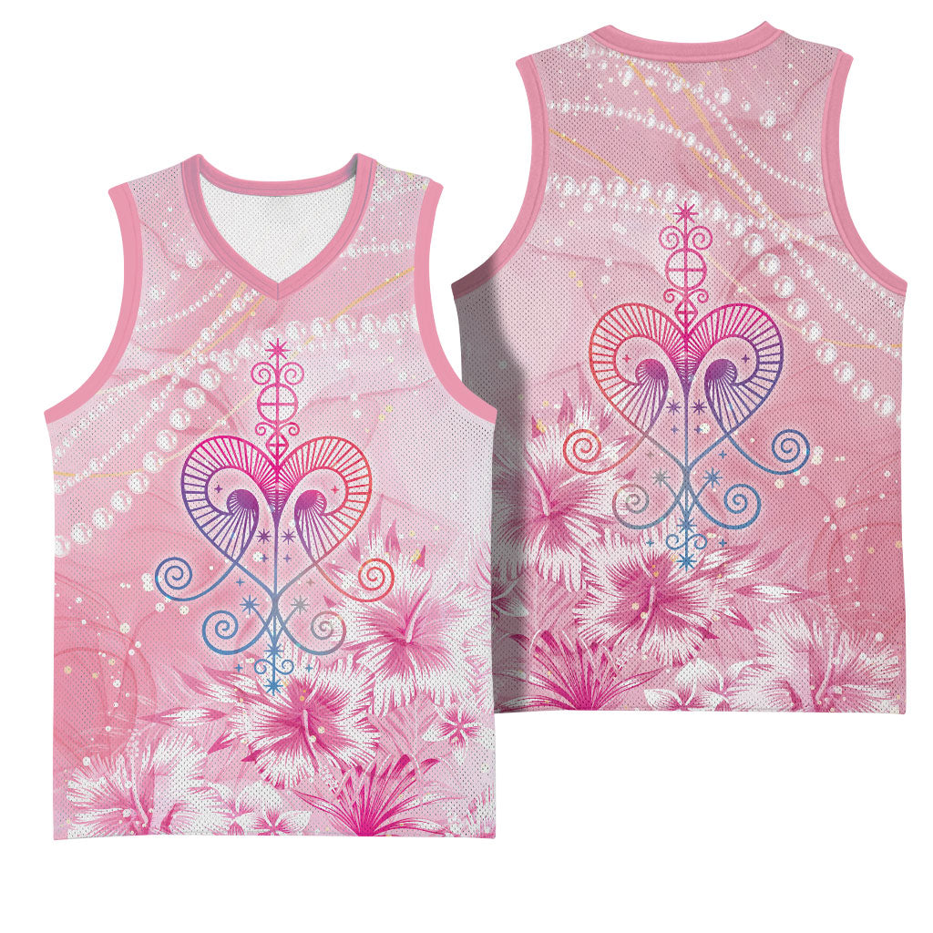 Afro Vodou Erzulie Freda Basketball Jersey Hibiscus & Pearls