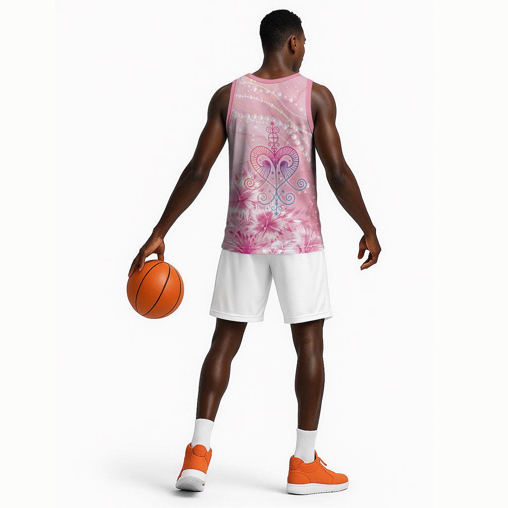 Afro Vodou Erzulie Freda Basketball Jersey Hibiscus & Pearls