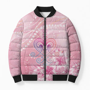 Afro Vodou Erzulie Freda Bomber Puffer Jacket Hibiscus & Pearls