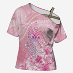 Afro Vodou Erzulie Freda Cross Shoulder Shirt Hibiscus & Pearls