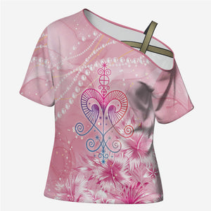 Afro Vodou Erzulie Freda Cross Shoulder Shirt Hibiscus & Pearls