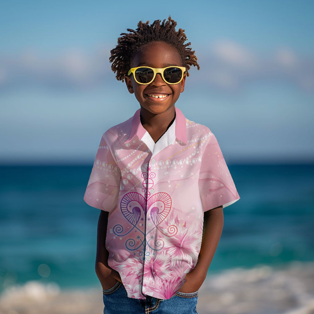 Afro Vodou Erzulie Freda Kid Hawaiian Shirt Hibiscus & Pearls