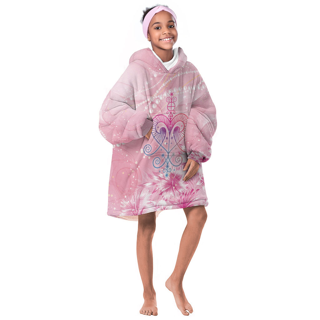 Afro Vodou Erzulie Freda Kid Wearable Blanket Hoodie Hibiscus & Pearls