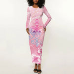 Afro Vodou Erzulie Freda Long Sleeve Bodycon Dress Hibiscus & Pearls