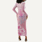 Afro Vodou Erzulie Freda Long Sleeve Bodycon Dress Hibiscus & Pearls