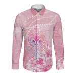 Afro Vodou Erzulie Freda Long Sleeve Button Shirt Hibiscus & Pearls