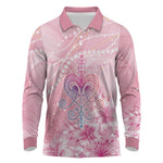 Afro Vodou Erzulie Freda Long Sleeve Polo Shirt Hibiscus & Pearls