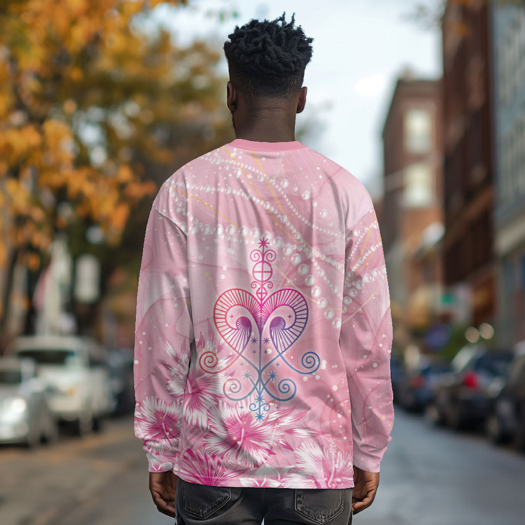 Afro Vodou Erzulie Freda Long Sleeve Shirt Hibiscus & Pearls