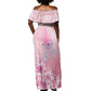 Afro Vodou Erzulie Freda Off Shoulder Maxi Dress Hibiscus & Pearls