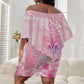 Afro Vodou Erzulie Freda Off Shoulder Short Dress Hibiscus & Pearls