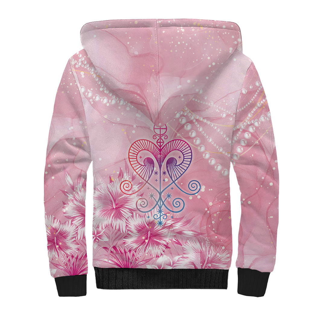 Afro Vodou Erzulie Freda Sherpa Hoodie Hibiscus & Pearls