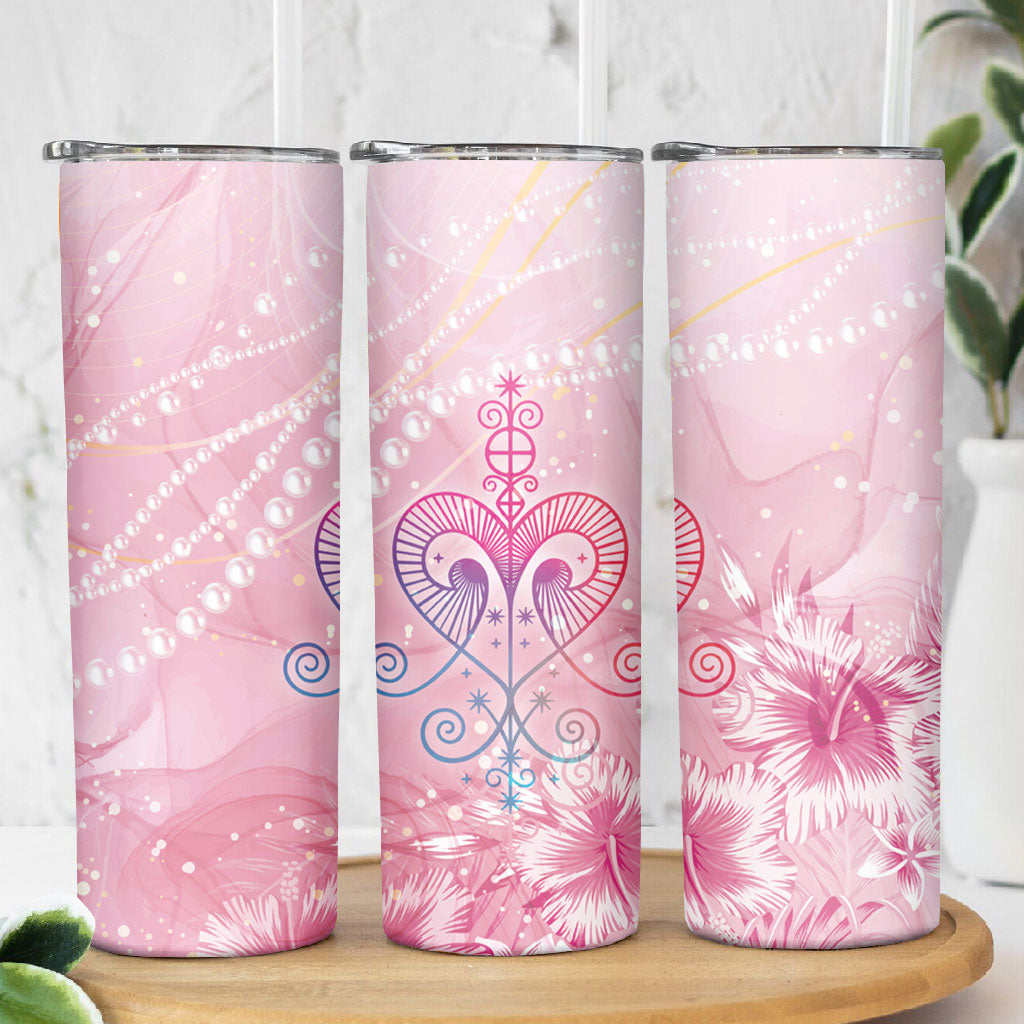Afro Vodou Erzulie Freda Skinny Tumbler Hibiscus & Pearls