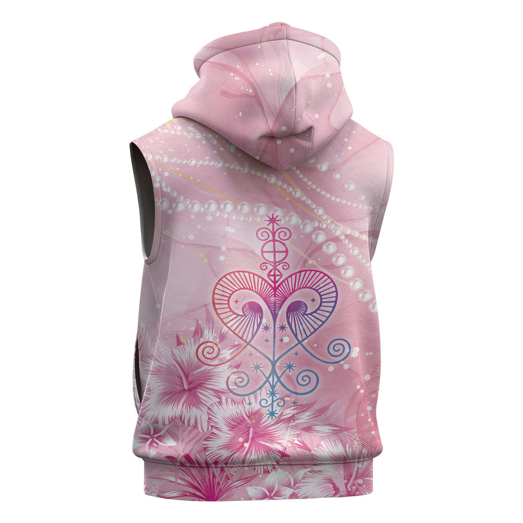 Afro Vodou Erzulie Freda Sleeveless Hoodie Hibiscus & Pearls