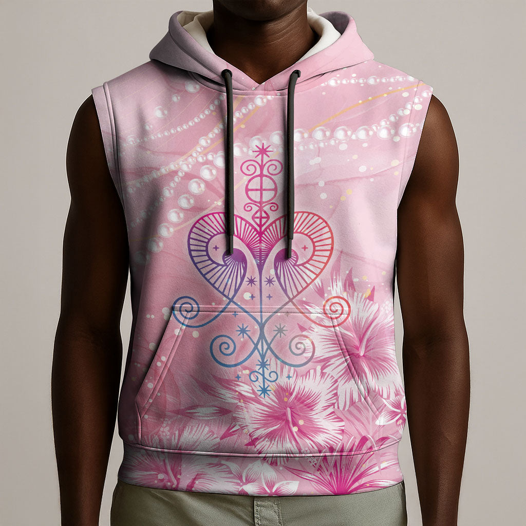 Afro Vodou Erzulie Freda Sleeveless Hoodie Hibiscus & Pearls