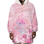 Afro Vodou Erzulie Freda Wearable Blanket Hoodie Hibiscus & Pearls