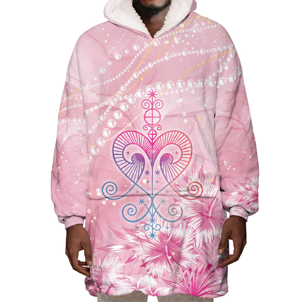 Afro Vodou Erzulie Freda Wearable Blanket Hoodie Hibiscus & Pearls