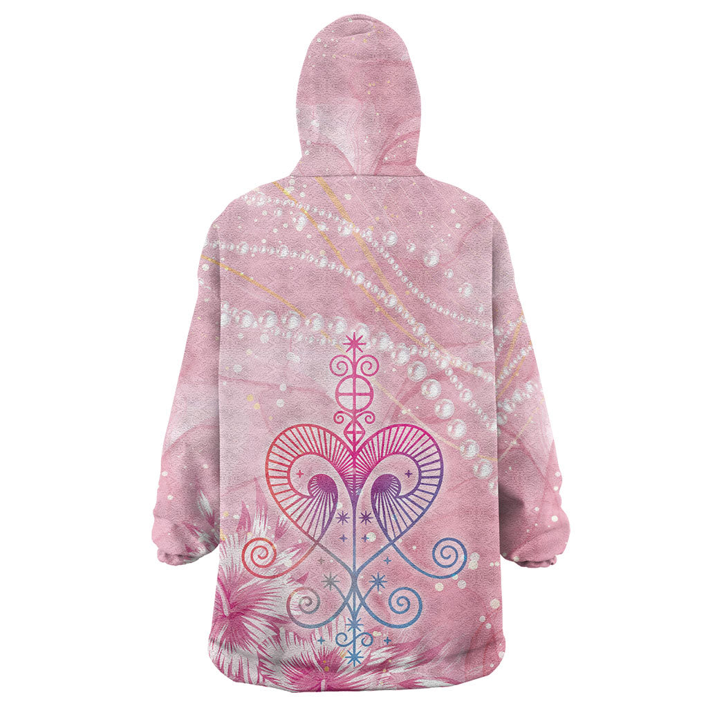 Afro Vodou Erzulie Freda Wearable Blanket Hoodie Hibiscus & Pearls