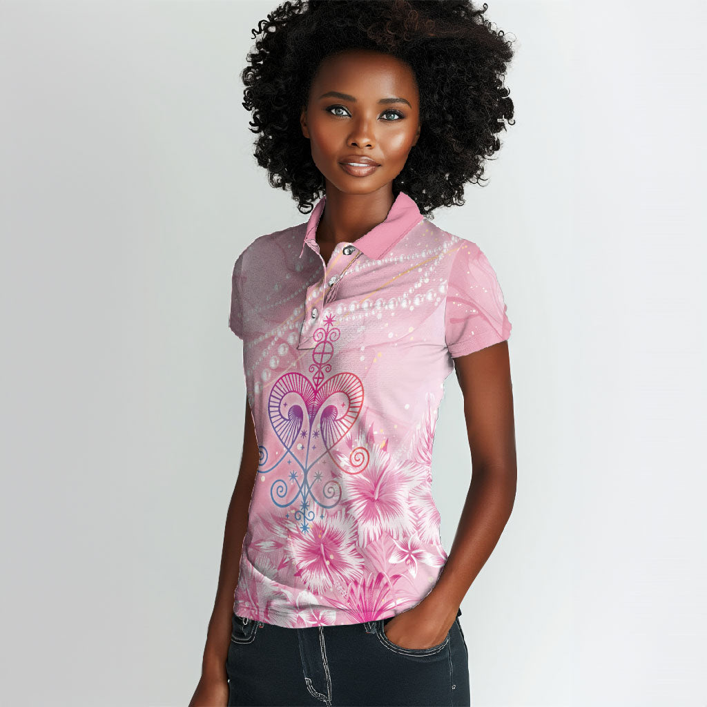Afro Vodou Erzulie Freda Women Polo Shirt Hibiscus & Pearls