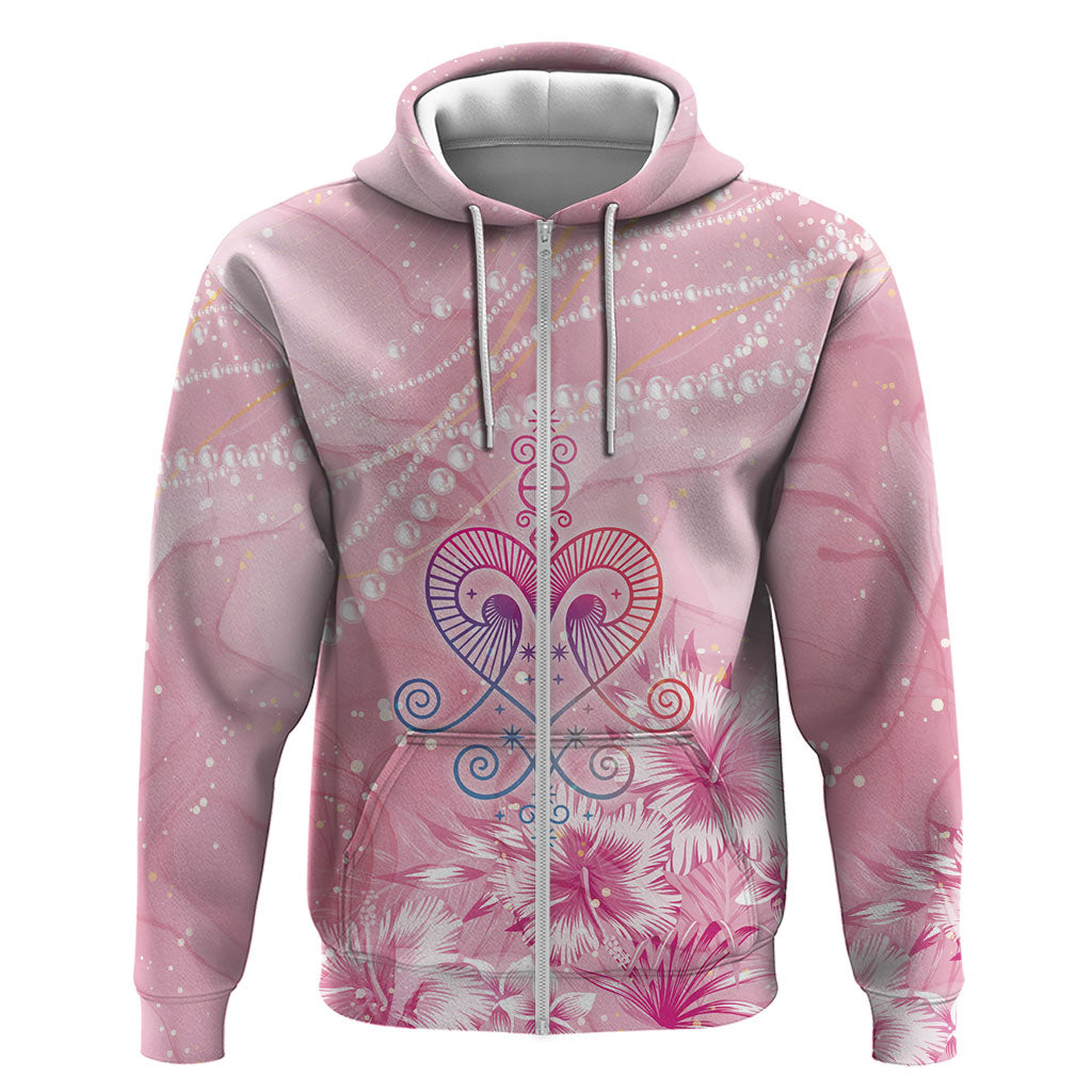 Afro Vodou Erzulie Freda Zip Hoodie Hibiscus & Pearls