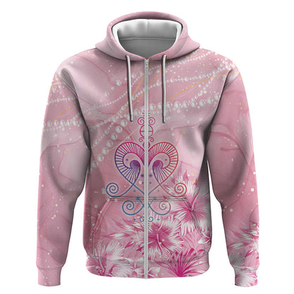 Afro Vodou Erzulie Freda Zip Hoodie Hibiscus & Pearls