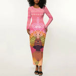 Afro Vodou Erzulie Freda Goddess Long Sleeve Bodycon Dress