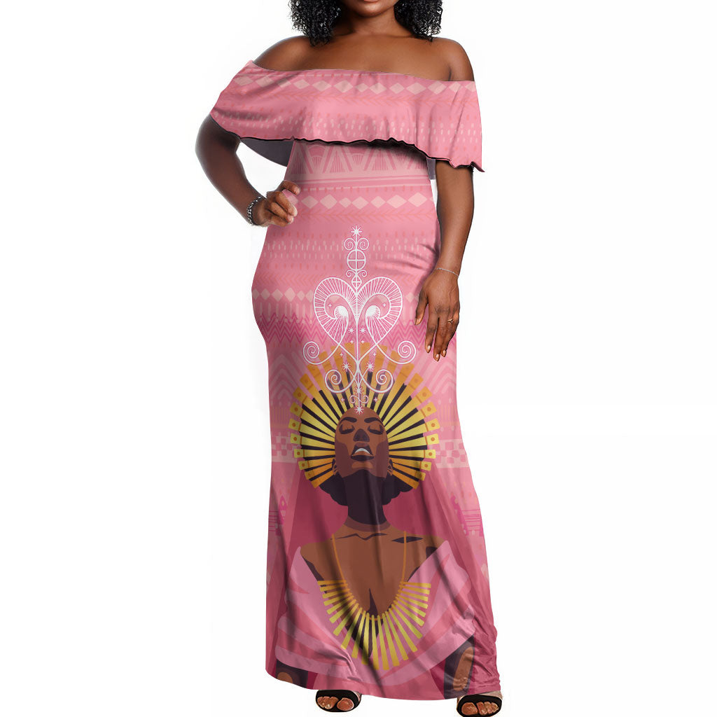 Afro Vodou Erzulie Freda Goddess Off Shoulder Maxi Dress