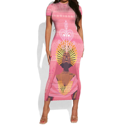 Afro Vodou Erzulie Freda Goddess Short Sleeve Bodycon Dress