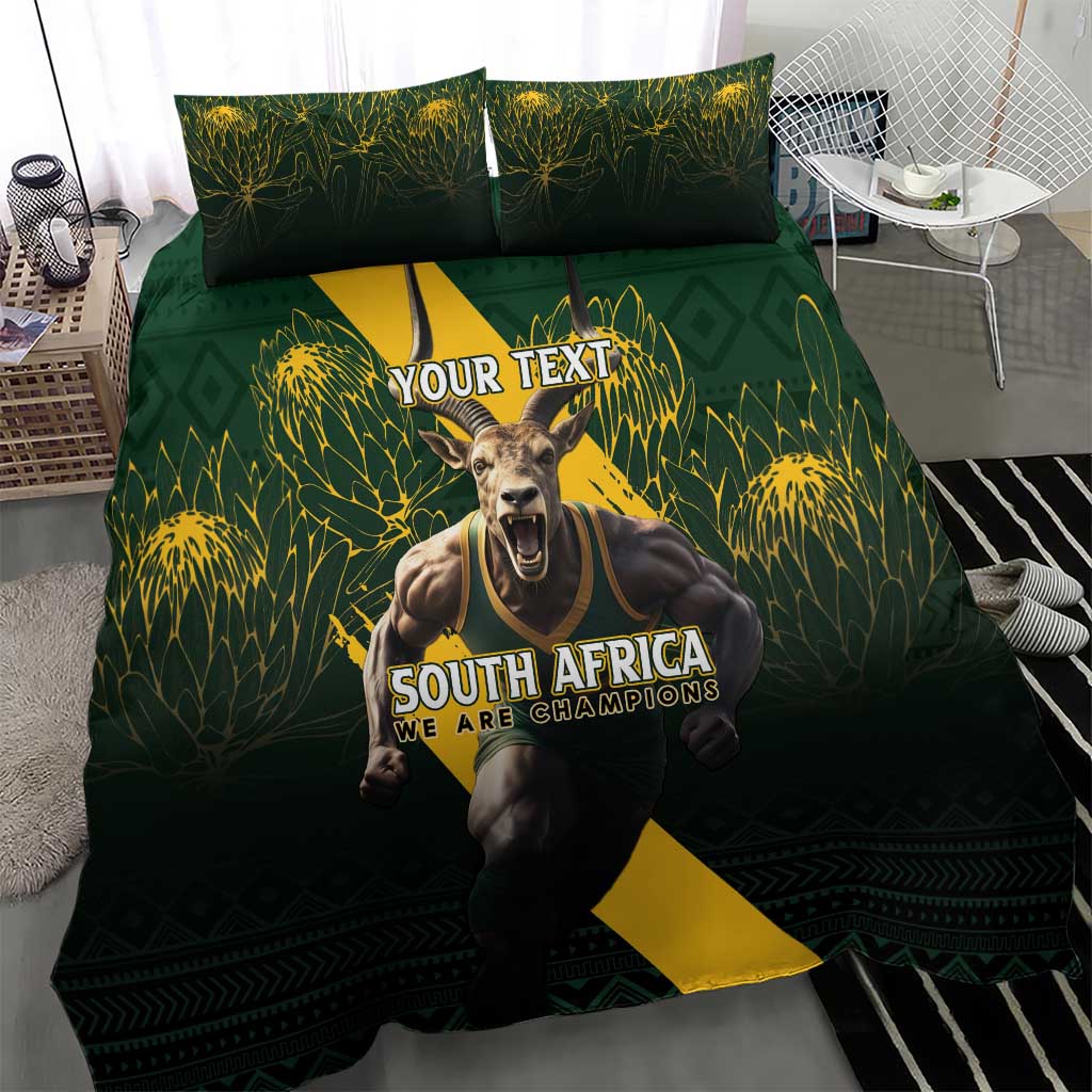Personalised South Africa Rugby Bedding Set Proud Bokke We Are Champions