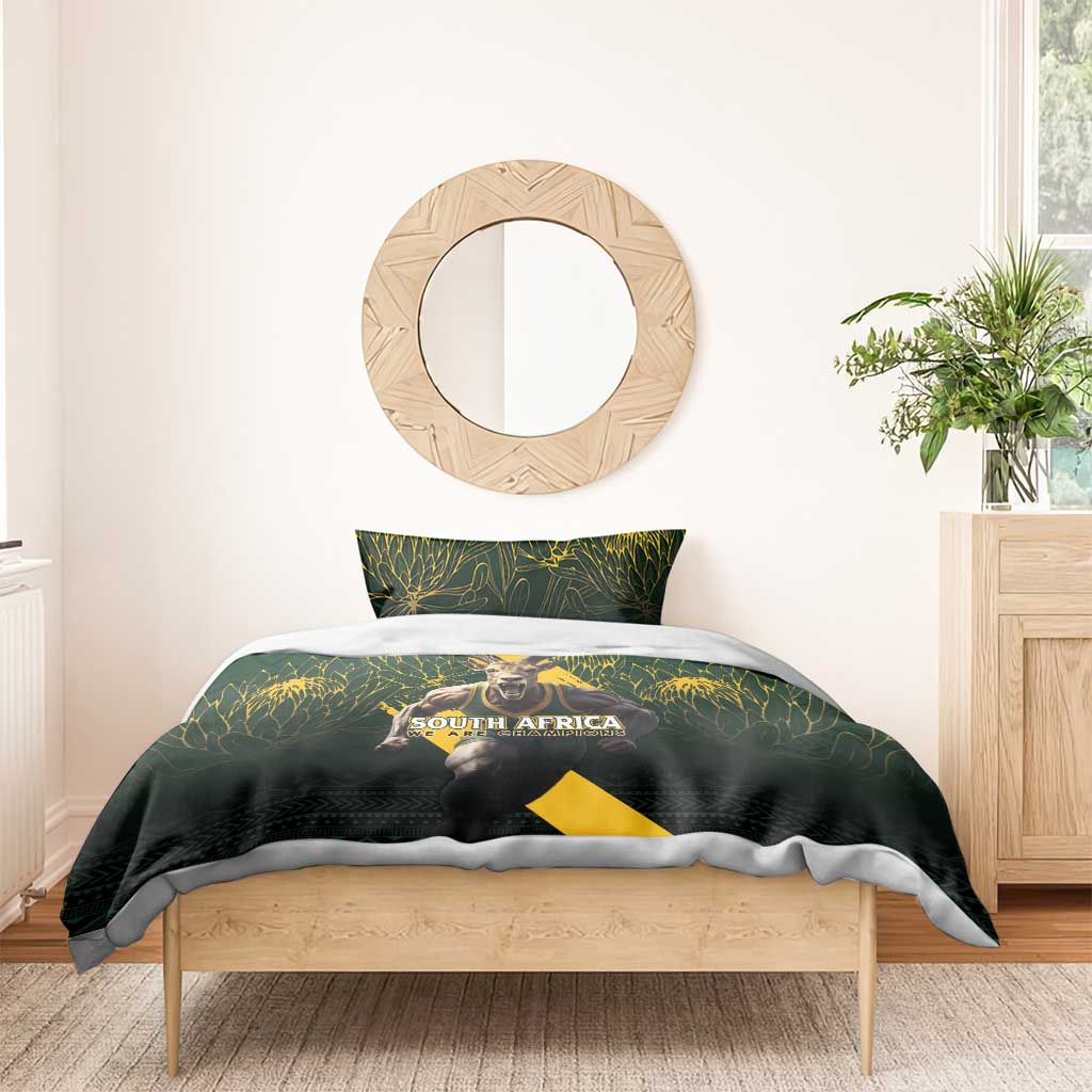 Personalised South Africa Rugby Bedding Set Proud Bokke We Are Champions