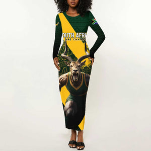Personalised South Africa Rugby Long Sleeve Bodycon Dress Proud Bokke We Are Champions LT7