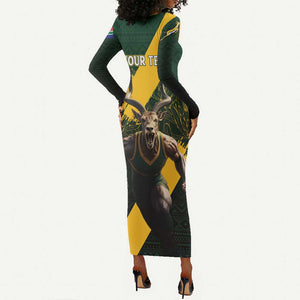 Personalised South Africa Rugby Long Sleeve Bodycon Dress Proud Bokke We Are Champions LT7